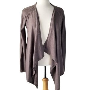 Velvet Gray 100% Cashmere Draped Open Front Long Sleeve Cardigan Size S